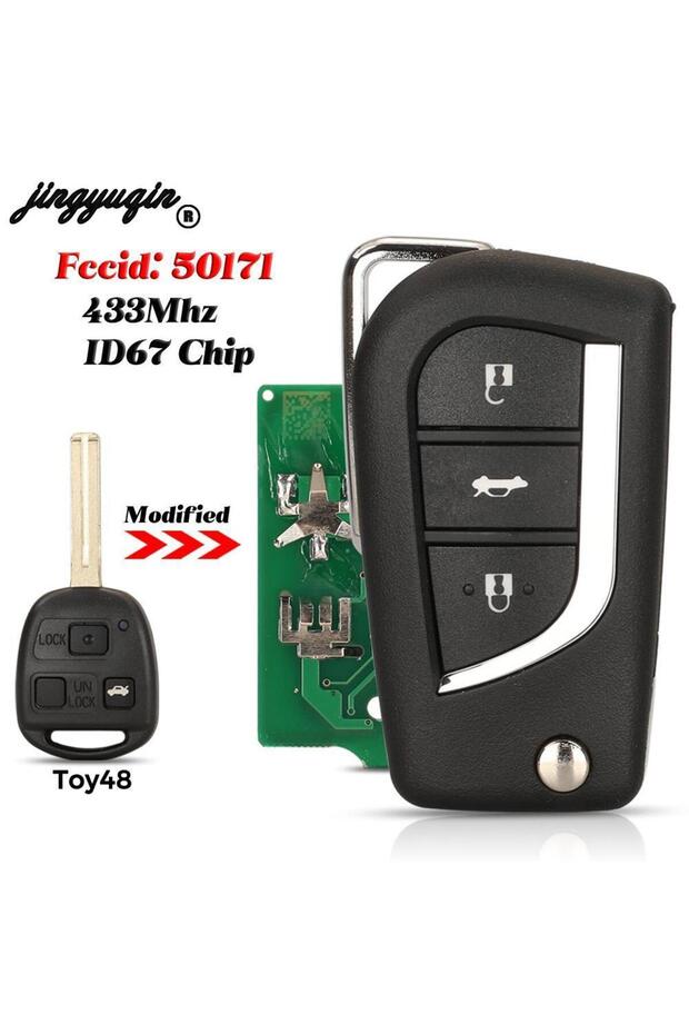 مفتاح سيارة ريموت معدل قابل للطي 433 ميجا هرتز 4D67 رقاقة 2/3 أزرار لسيارة تويوتا لكزس برادو 12... - 1