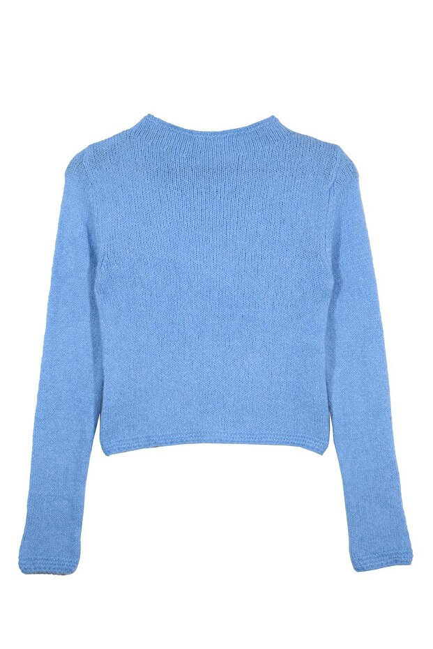 Mavi Triko Crop Kazak - 8