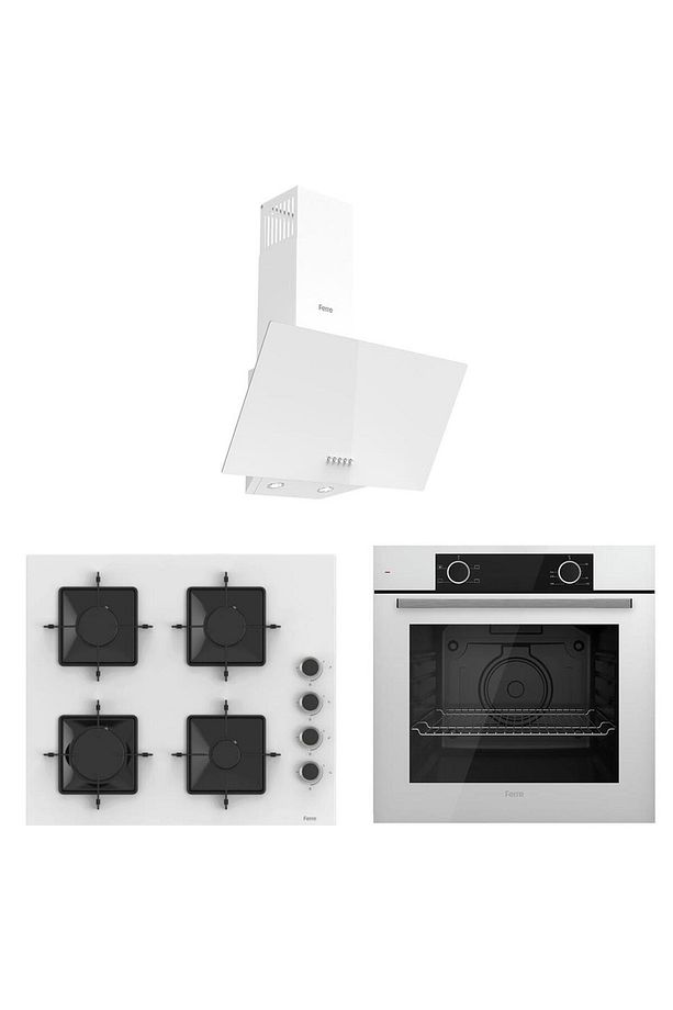 Beyaz Cam Ankastre Set D087 - SS206 Kare - XE61CB - 1