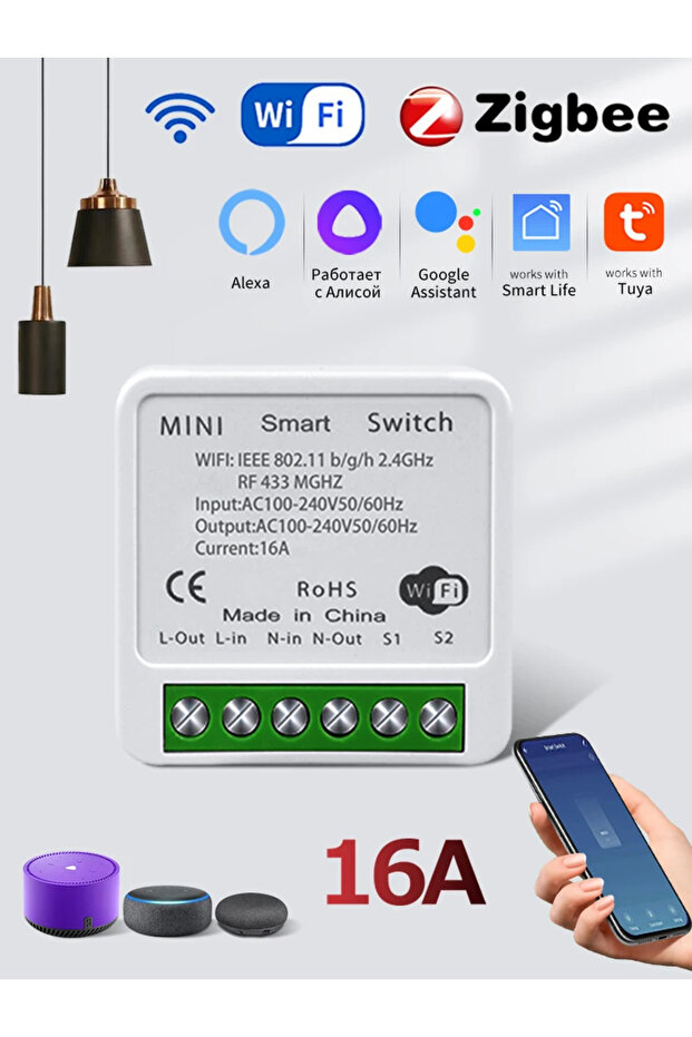 16A ZigBee WiFi Smart Switch Breaker Relay 220V 110V 2-Way Control Tuya Smart Life APP Control Su... - 8