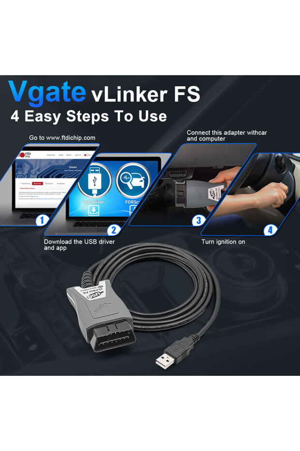 vLinker FS ELM327 Ford FORScan HS/MS-CAN ELM 327 OBD 2 OBD2 Araç Teşhis Tarayıcısı İntegral... - 4