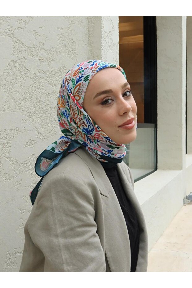 Modern Flora Pattern Bamboo Scarf - 1