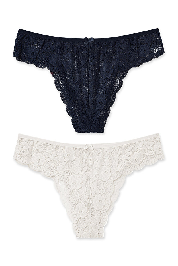 2-Piece Lace Plus Size High Waist Slip Women's Panties