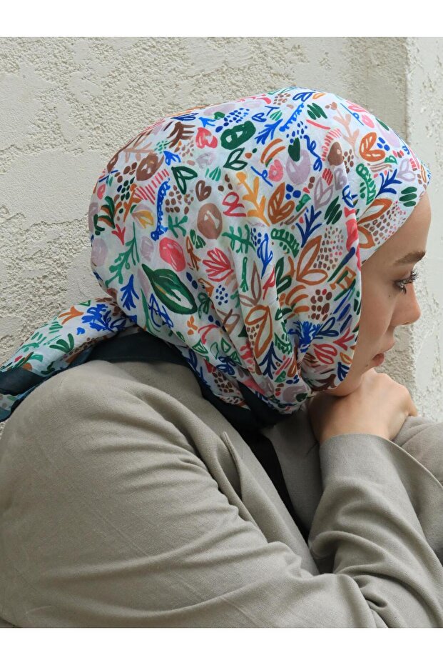 Modern Flora Pattern Bamboo Scarf - 2