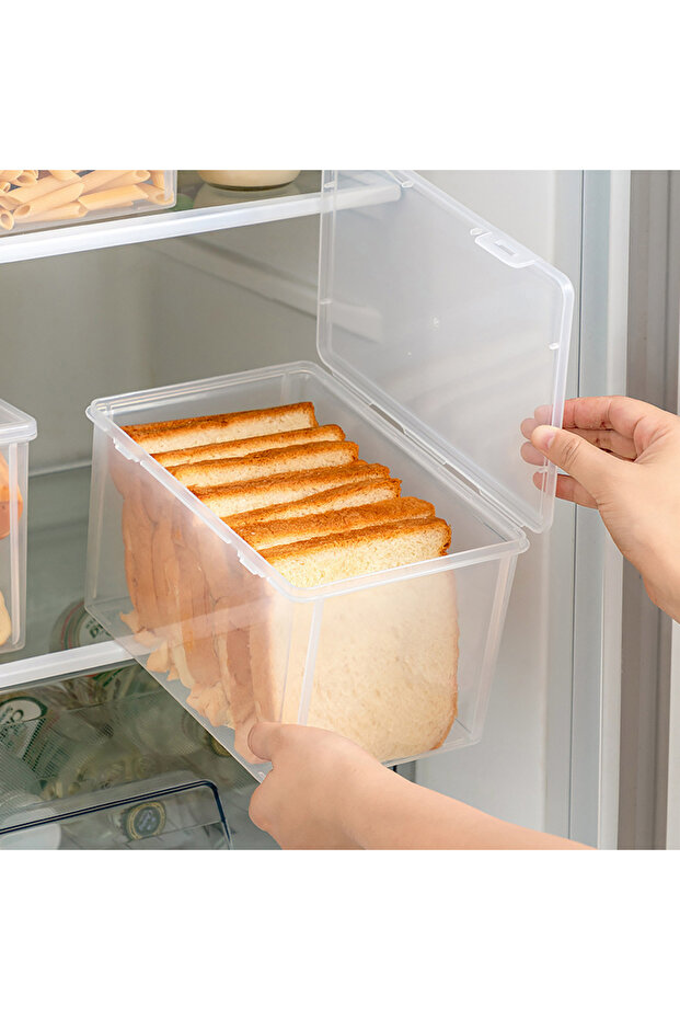 Bread Container Storage Box Dispenser Clear Lid Toast Cake Containers Air... - 4