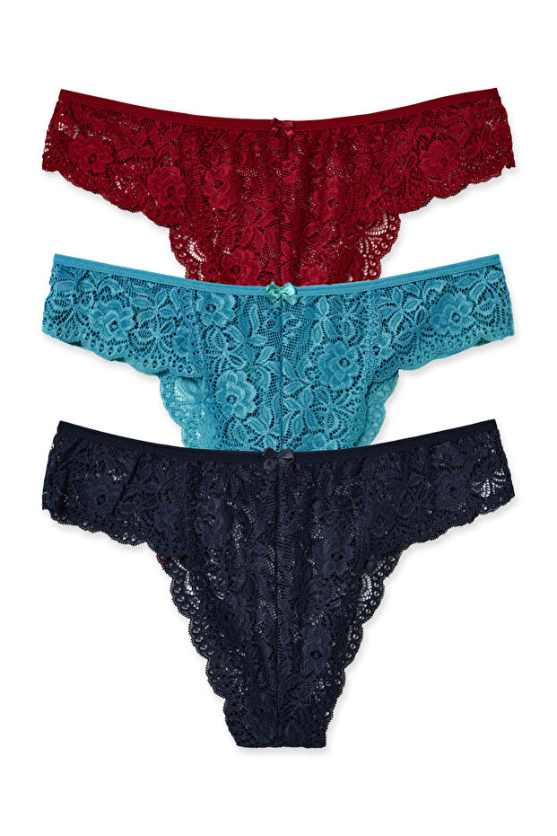 3-Piece Lace Plus Size High Waist Slip Women's Panties