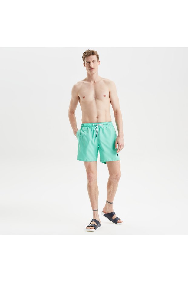 Men's Green Regular Fit Swim Shorts