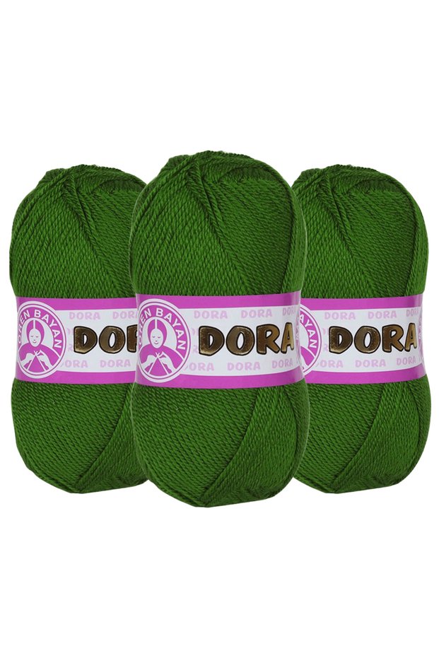 Dora Knitted - Hand Knitting Yarn, Viper Green, 087 Set of 3