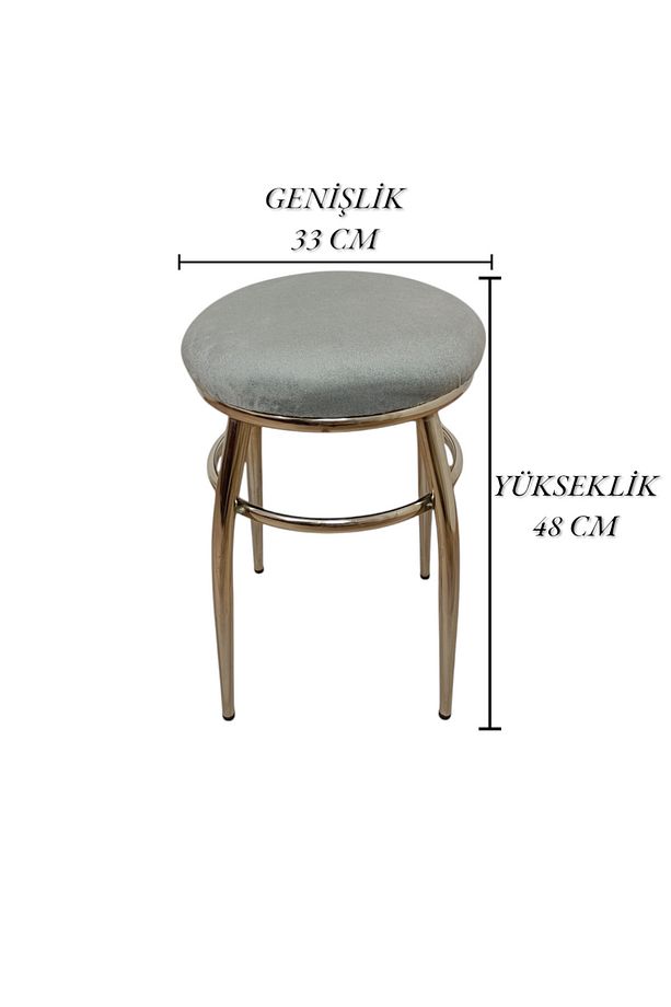 Tabure, Bar Taburesi, 4'lü Tabure, Metal Ayaklı Tabure, Iç Içe Geçebilen Tabure, Dörtlü Tabure,gri - 8