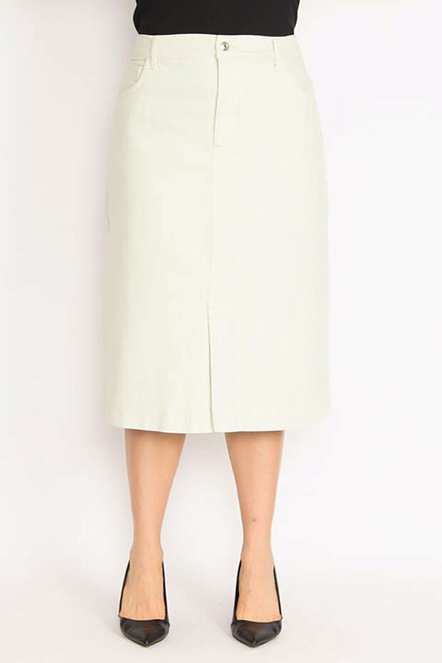 Women's Plus Size Green 5 Pocket Denim Skirt 65n35160