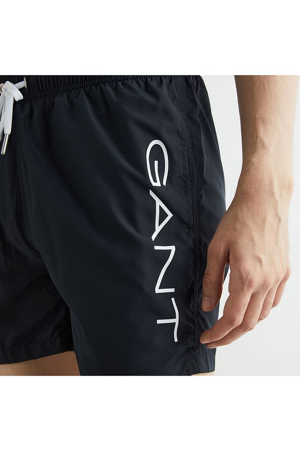 Erkek Siyah Regular Fit Logolu Mayo Şort - 5
