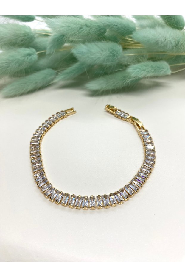 Steel Rectangular Stone Waterway Bracelet