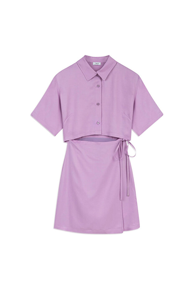 Çift parça görünüm cutout elbise - 3