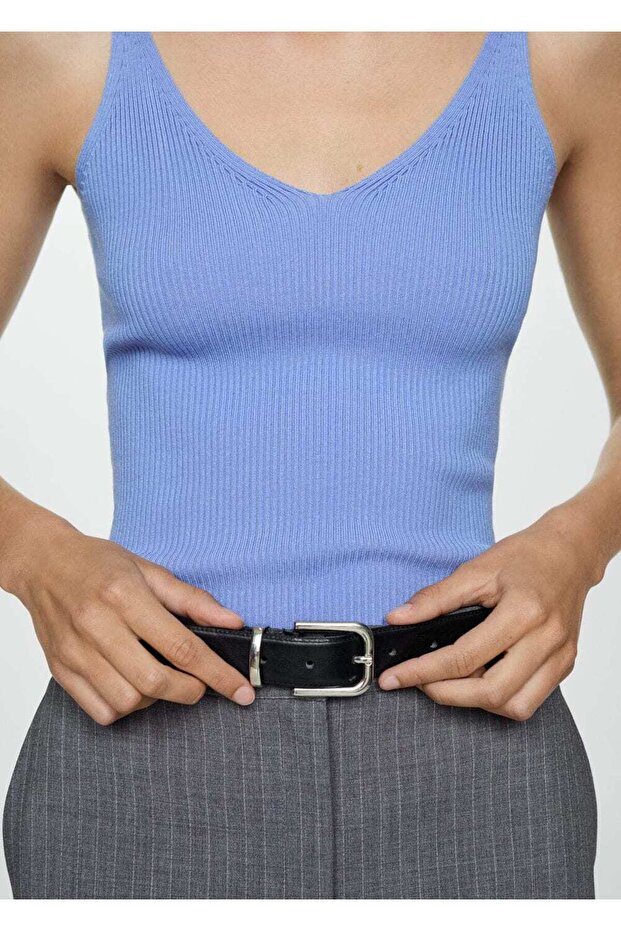 Askılı triko bluz - 4