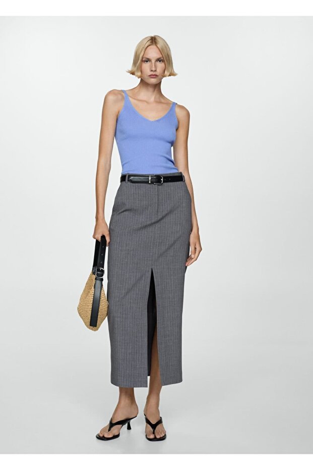 Askılı triko bluz - 1