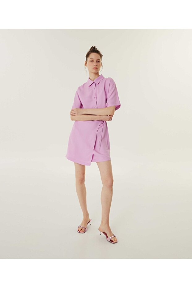 Çift parça görünüm cutout elbise - 2