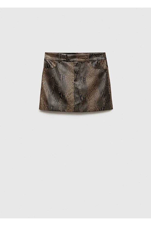 Yılan derisi görünümlü mini etek - 3