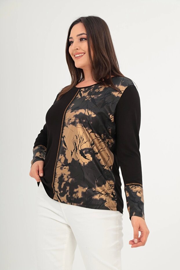 Patterned Pieced Stone Printed Blouse - 2
