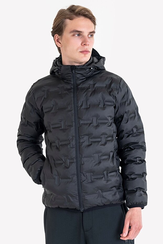 معطف أسود منتفخ - موديل 23k-1072 - 2