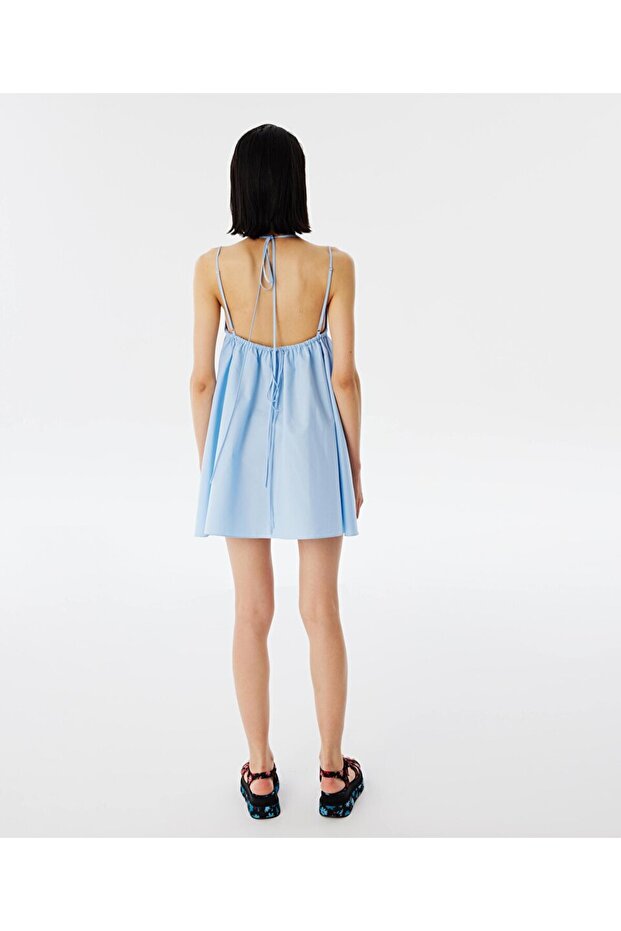 Çift askılı poplin elbise - 6