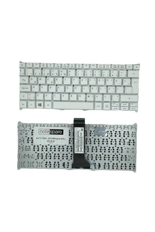 Acer ile Uyumlu Aspire V5-122P-61454G32nbb, V5-122P-61454G50nbb Notebook Klavye Beyaz TR - 1
