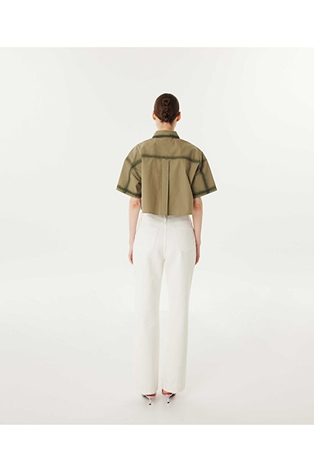 Nakışlı crop gömlek - 6