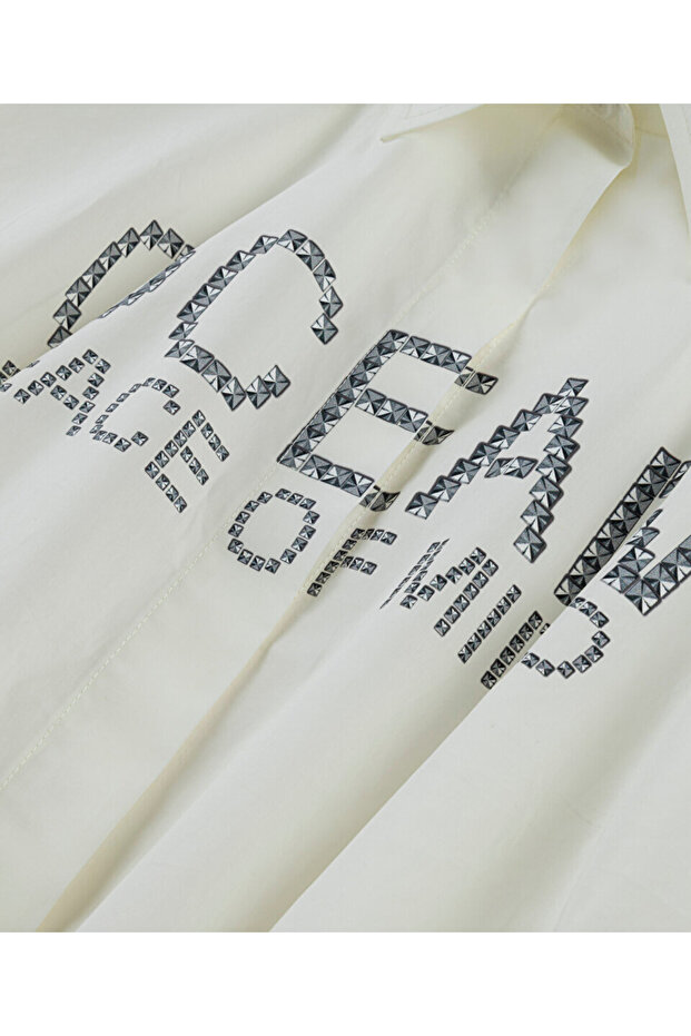 Baskılı poplin gömlek - 4