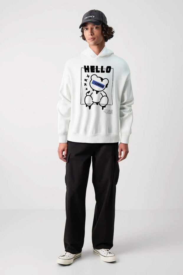 Printed Hooded 3 Thread Sweatshirt Fm1.114Bö