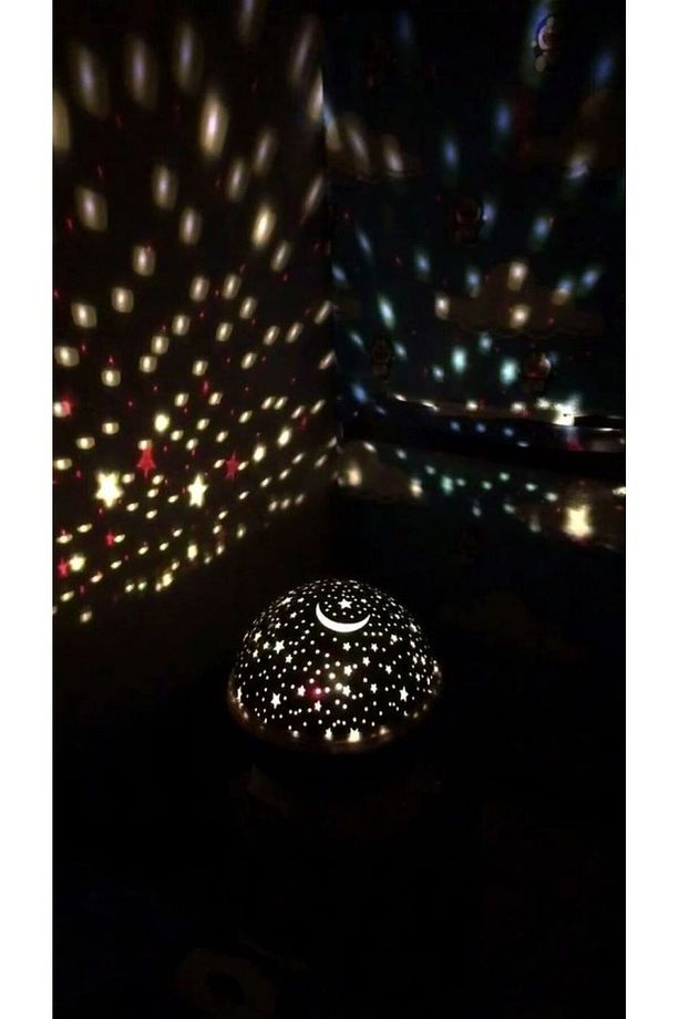 Kalem Pilli Yıldız ve Ay/Tavan ve Duvar Yansıtmalı Küre Tip Çocuk Odası/Kamp Çadırı/Gece Lambası - 4