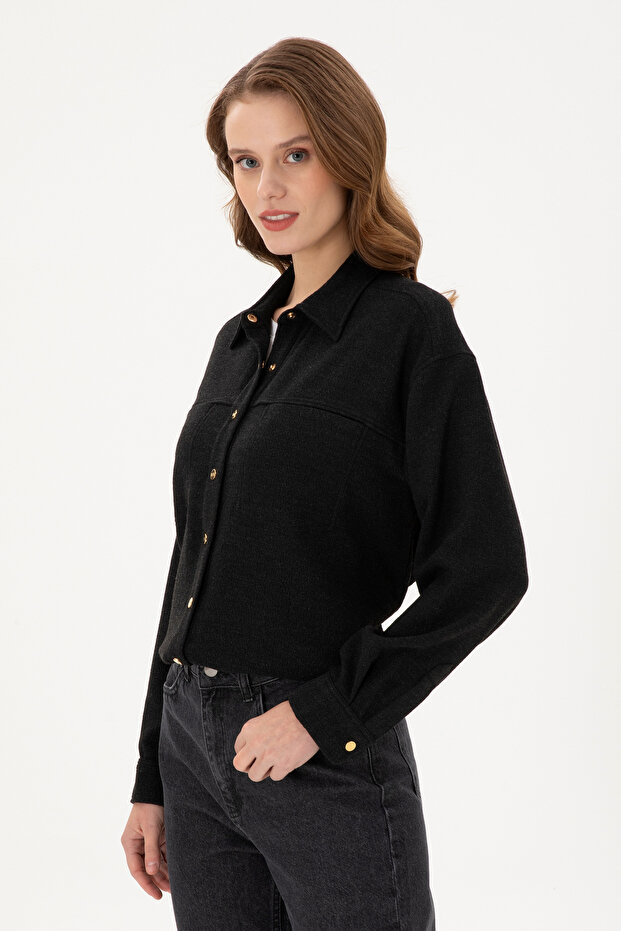 Women's Black Long Sleeve Shirt 50289843 -Vr046
