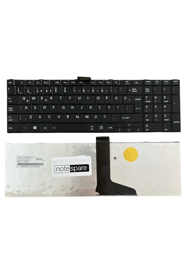 Toshiba ile Uyumlu Satellite C855-1CK, C855-1CL, C855-1CM, C855-1CQ Klavye Çerçevesiz Siyah TR - 1