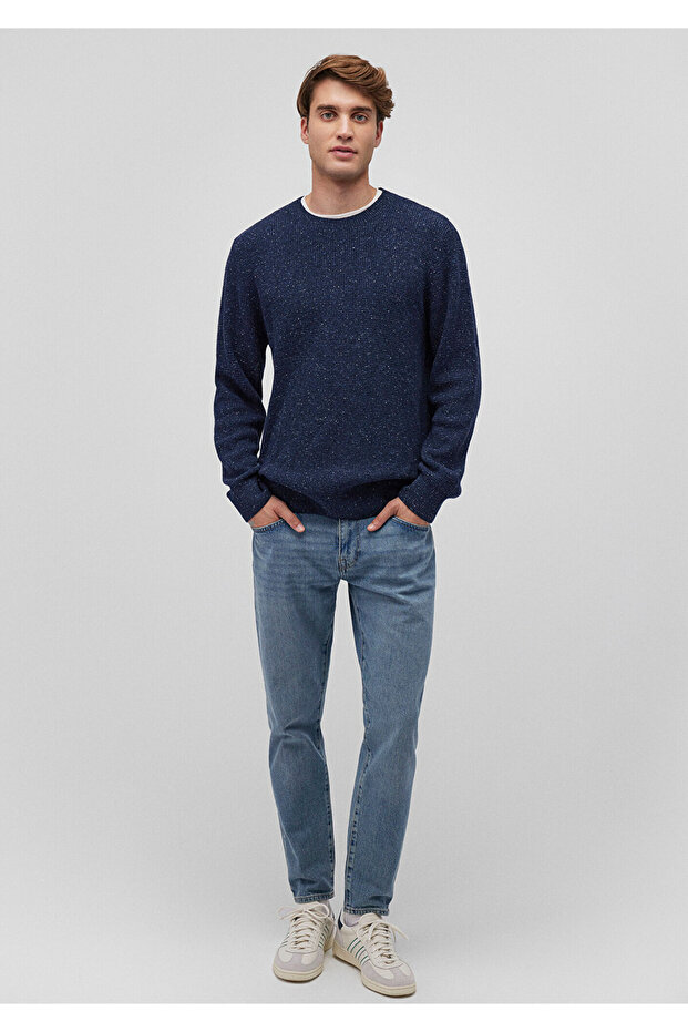 Wool Blended Navy Blue Sweater Slim Fit / Slim Fit 0710198 -70490