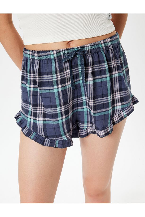Pijama Şort Fırfırlı Beli Bağlamalı Pamuklu Rahat Kalıp - 5