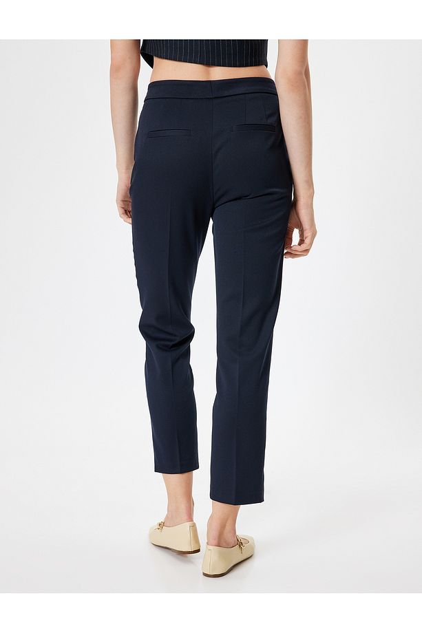 Regular Fit Cepli Kısa Paça Cigarette Pantolon - 4