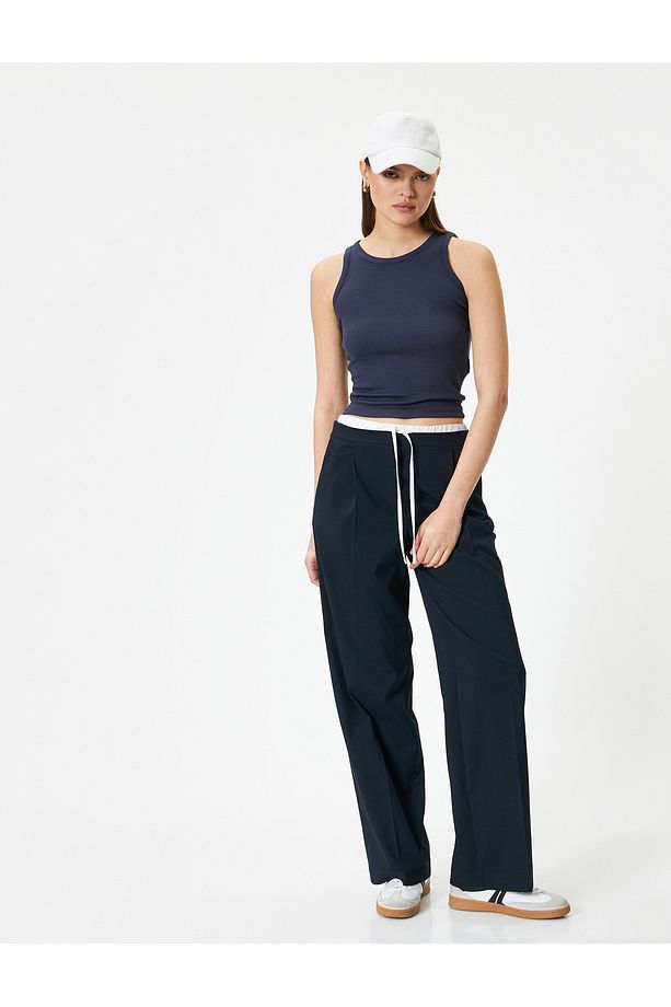 Fitilli Basic Üst Yuvarlak Yaka Viskoz Kumaş Slim Fit - 2