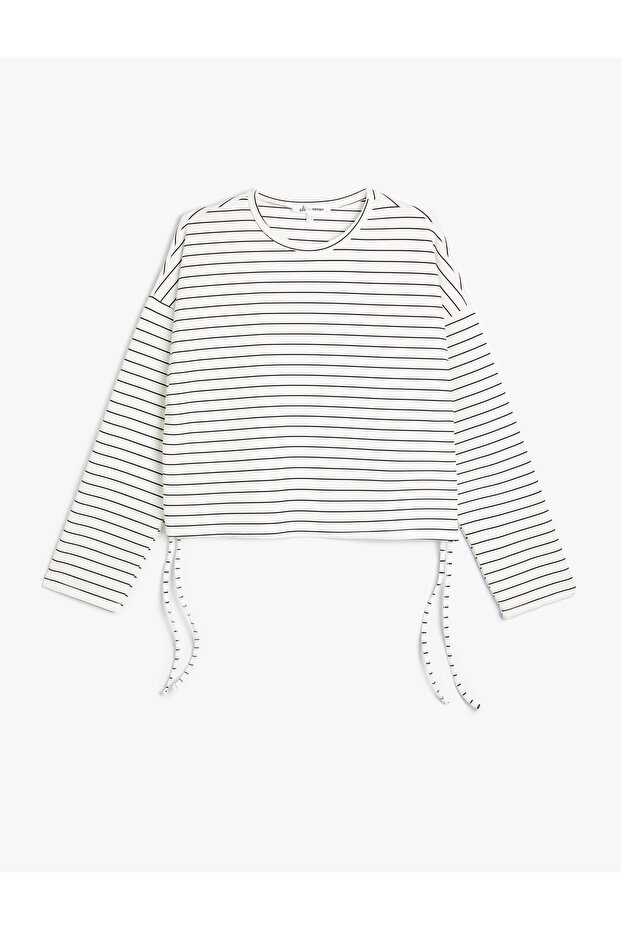 Crop Sweatshirt with Tie Detail on the Sides, Crew Neck, Comfortable Fit