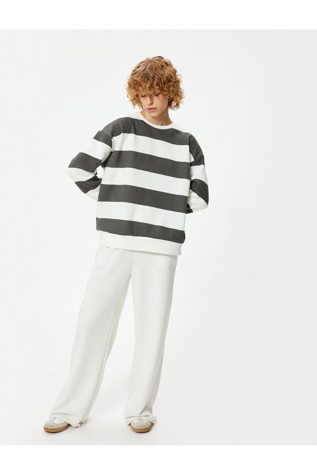Oversize Sweatshirt Crew Neck Long Sleeve Color Block