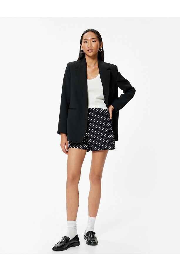 Puantiyeli Mini Şort Yüksek Bel Slim Fit - 2