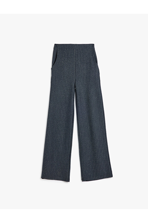 5Wkg40203Ak 7S2 Navy Blue Striped Girls' Jersey Pants