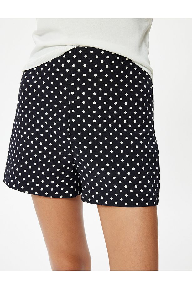 Puantiyeli Mini Şort Yüksek Bel Slim Fit - 5