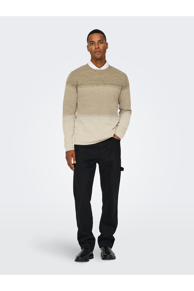 Onsfelix Reg 12 Crew Knit Noos 22029042 Silver Lining - 5