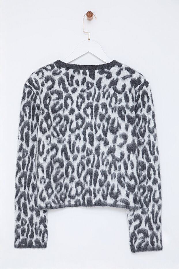 Antrasit Leopar Desenli Triko Hırka TWOAW25HI00378 - 7