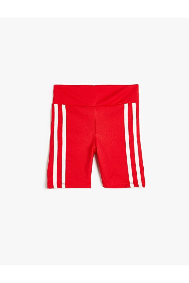 Short Leggings with Color Block and Elastic Waist