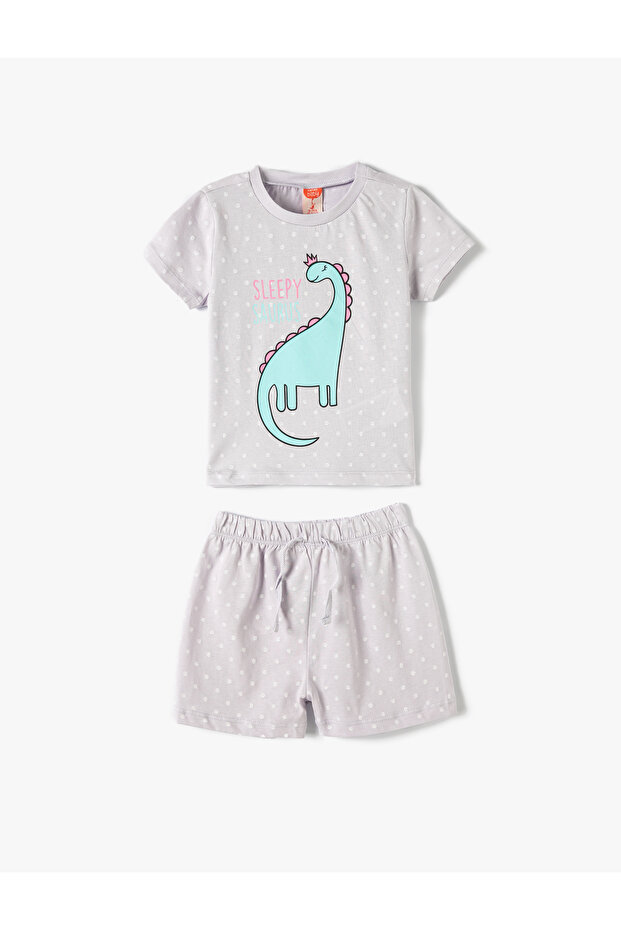 Set of 2 Shorts T-Shirt Dinosaur Printed Cotton