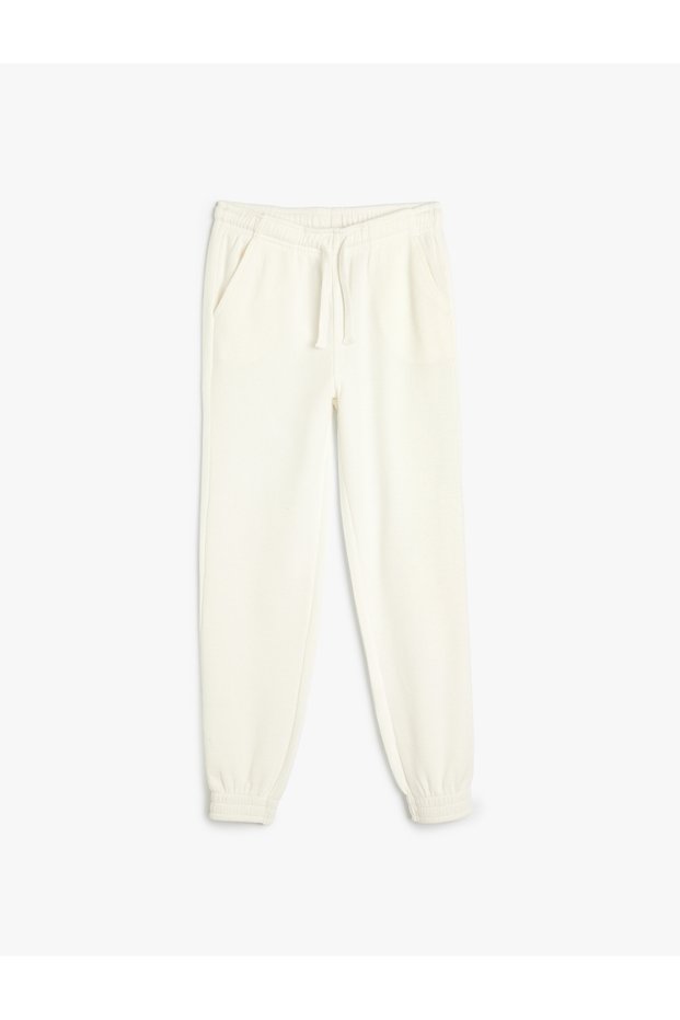 Basic Jogger Sweatpants Tie Waist Textured Cotton