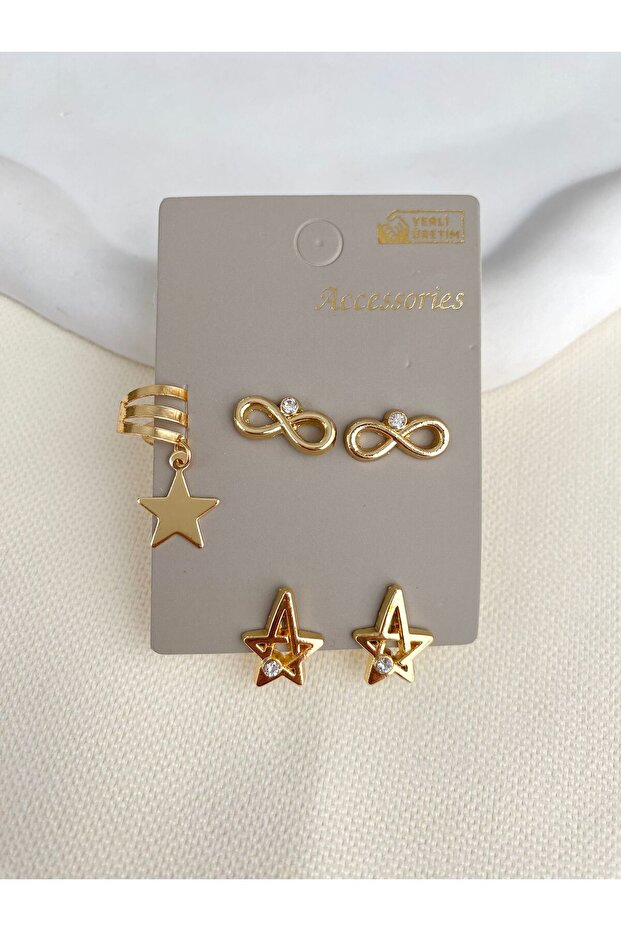 Women's Earrings 5-Piece Infinity Star Model Earrings