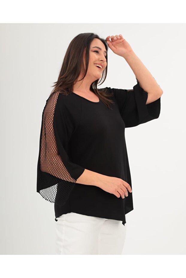 Kadın Çilek Örme Bluz File Detaylı - 3