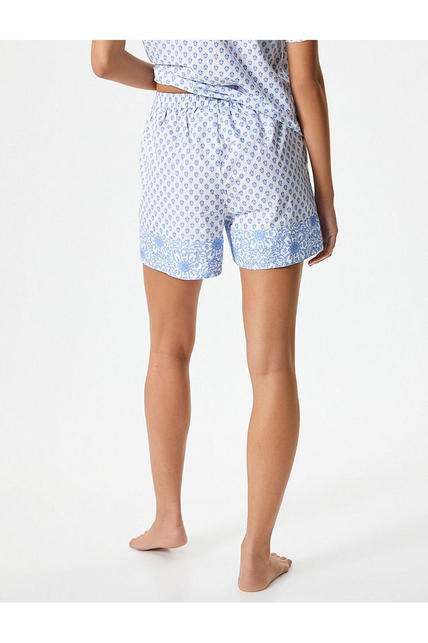Pijama Altı Şort Çiçekli Pamuklu - 4