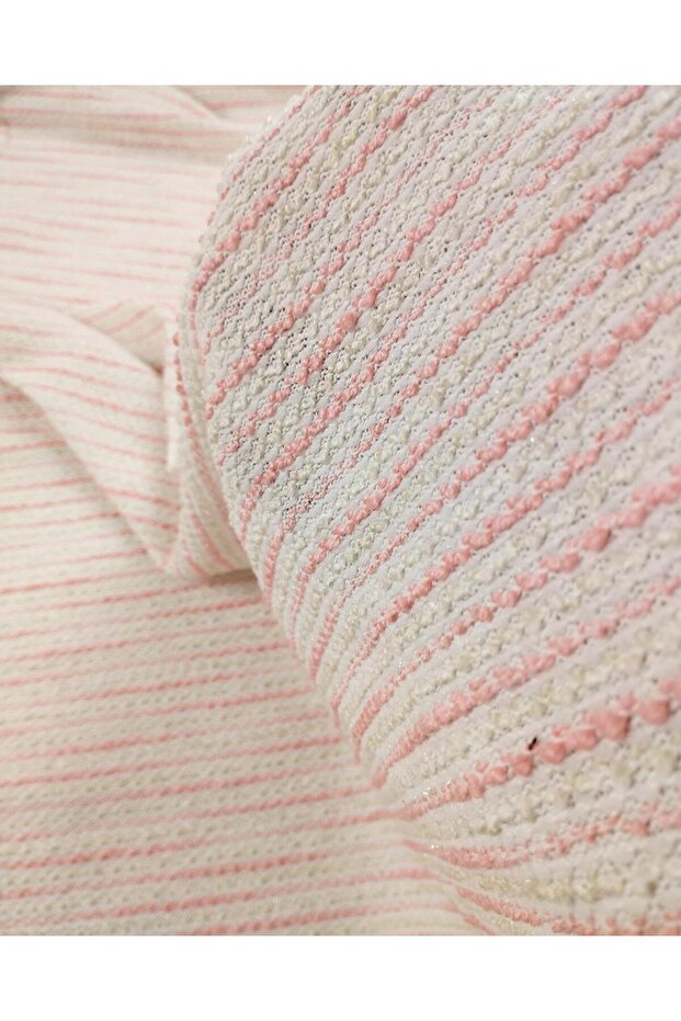 Simli Örme Krem Pembe Renklerde En: 130 cm - 3