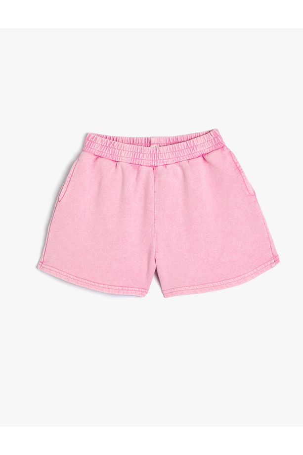 Basic Mini Şort Beli Lastikli Cepli Pamuklu - 3